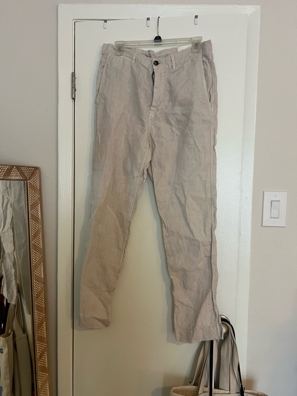 Billy Reid Light Beige Linen-Blend Chinos
